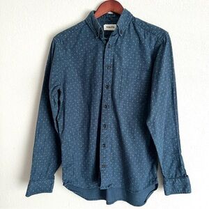 Taylor Stitch The Jack Chambray Shirt Mens 40 Blue Geo Print Organic Cotton